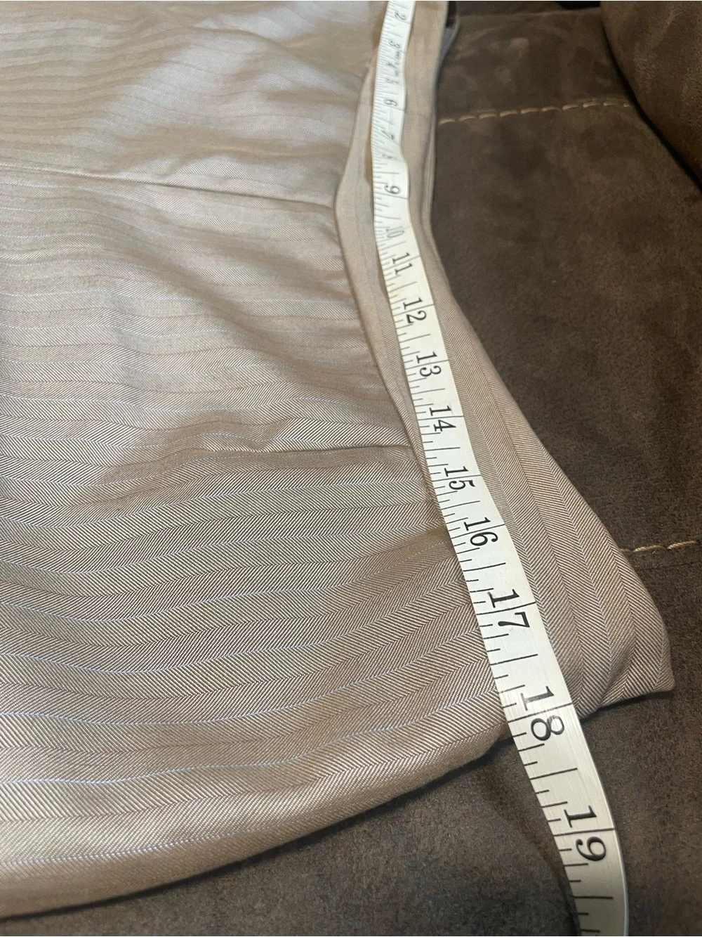 Suit Studio Women's Dress Pants Size 12 Taupe Herringbone Pinstripe High Waist